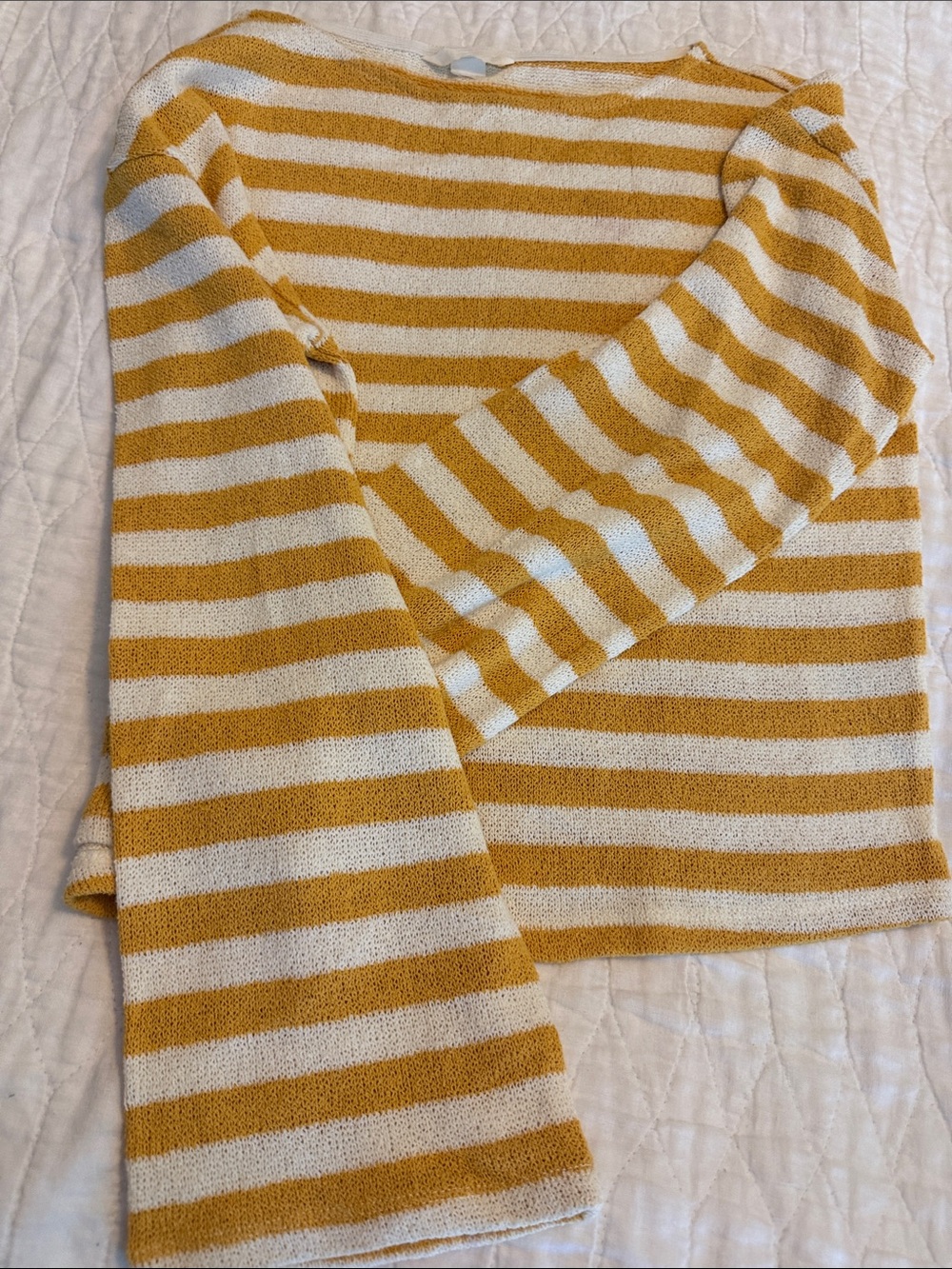 Striped Mustard and Cream Women’s Sweater